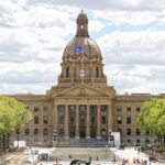 The Alberta Legislature Building and its grounds in Edmonton