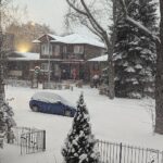 A snowy winter street in Old Strathcona