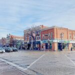 Shops and restaurants along Whyte Avenue at 104 Street in Old Strathcona